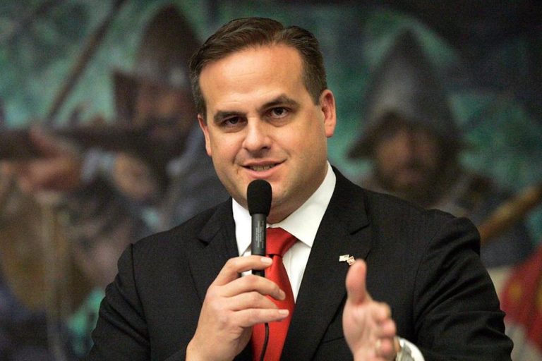 This March 9, 2012, file photo shows Republican state senator Frank Artiles, R-Miami, asking a questions about a pip insurance bill during house session in Tallahassee, Fla. Artiles, a Republican state senator, is expected to apologize publicly Wednesday April 19, 2017, for using racial slurs and obscene insults in a private after-hours conversation with African-American colleagues. (AP Photo/Steve Cannon, File) The Associated Press