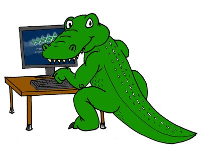 alligator on computer